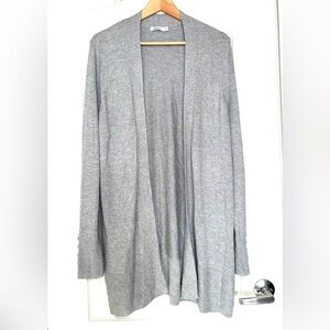 Reitmans Grey R Essentials Longline Open-Front Duster Cardigan Office Minimalist